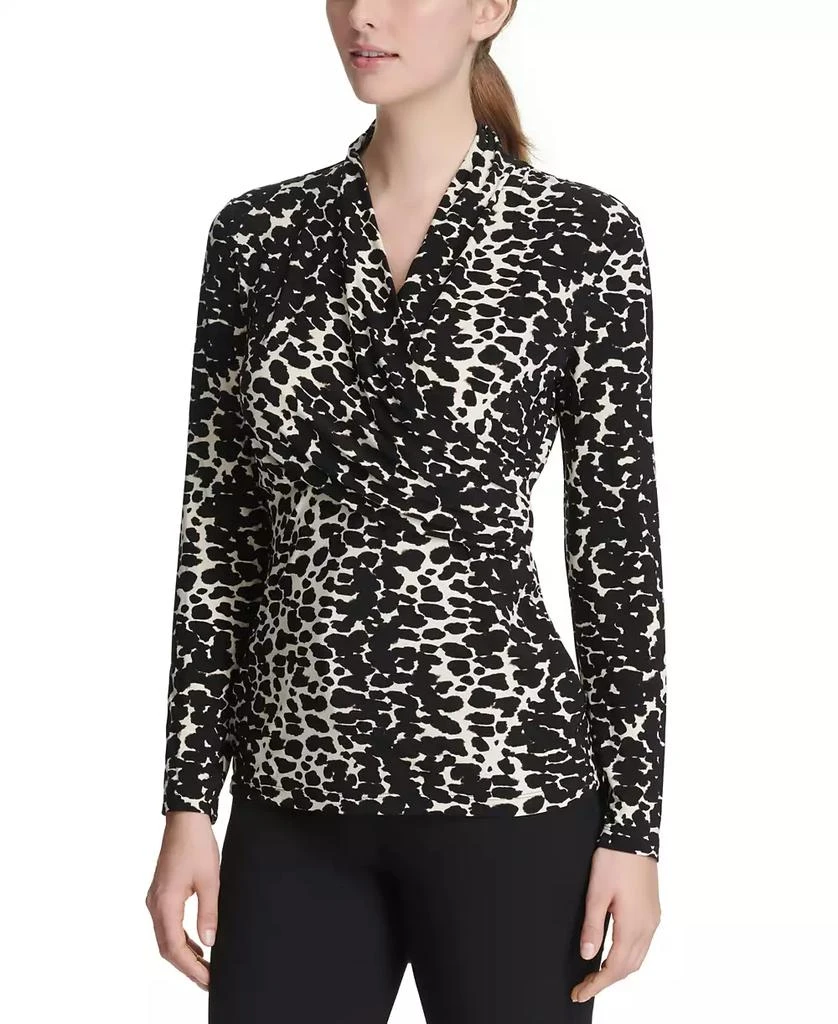 DKNY Petite Printed Surplice Top, Created for Macy's 1