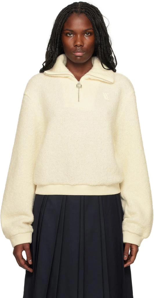 Wooyoungmi Off-White Knit Half Zip-Up Sweatshirt 1