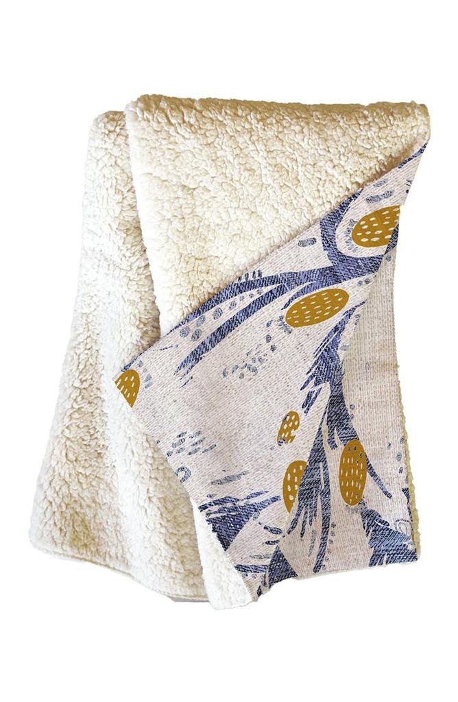 DENY Designs Holli Zollinger French Linen Thistle Faux Shearling Fleece Throw Blanket