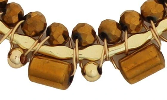 Panacea Brown Crystal Beaded Teardrop Earrings 2