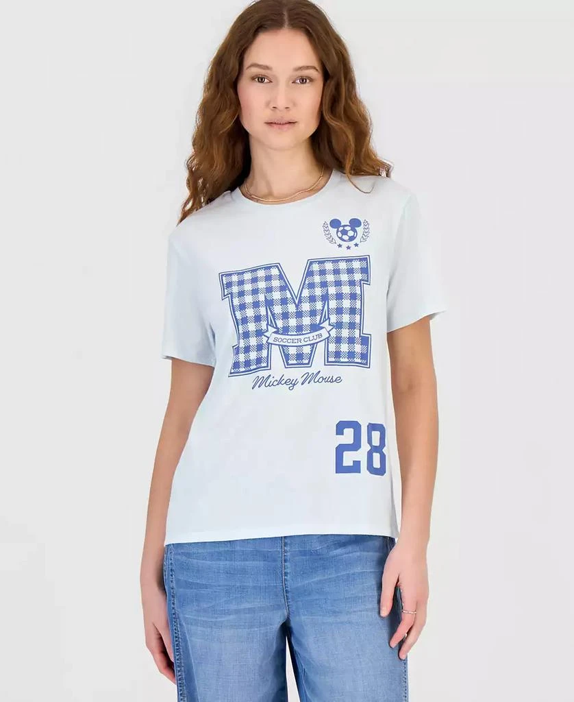 Disney Juniors' Mickey Gingham Graphic Print T-Shirt