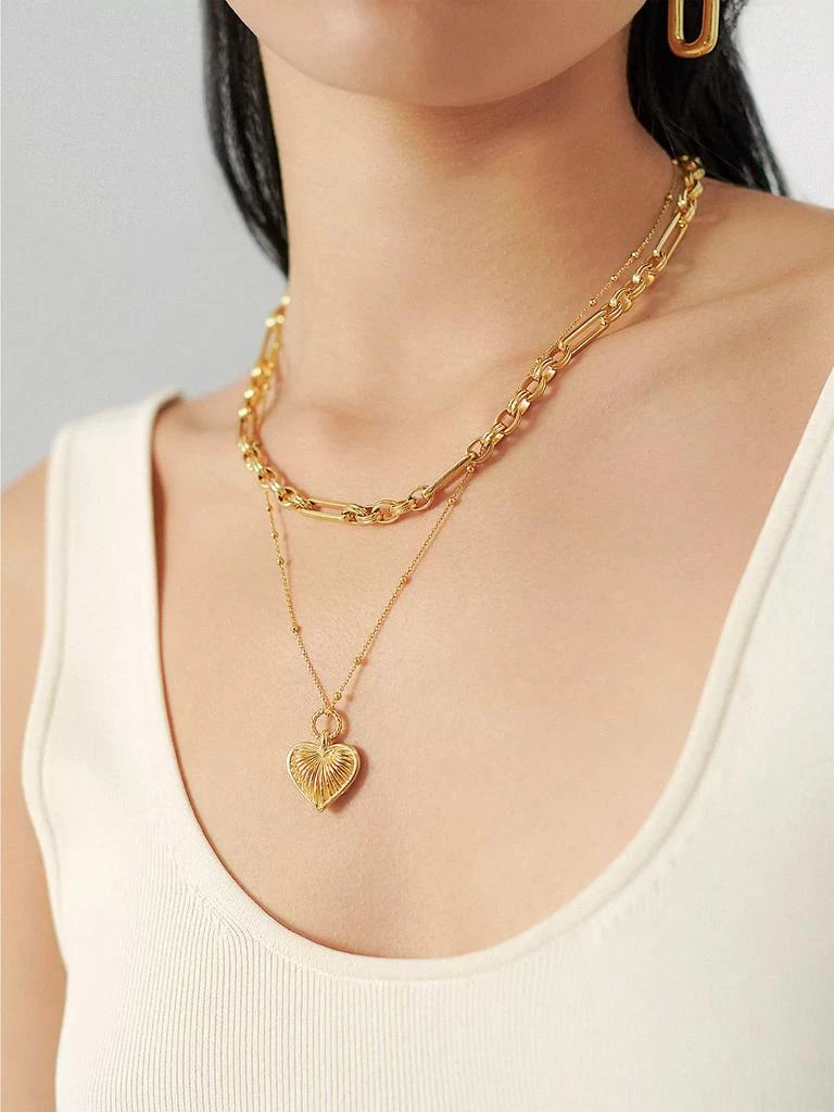 Missoma 18K Gold-Plated Ridged Heart Pendant Necklace 5