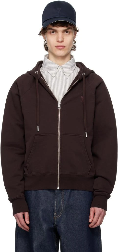 AMI Burgundy Ami de Coeur Hoodie 1