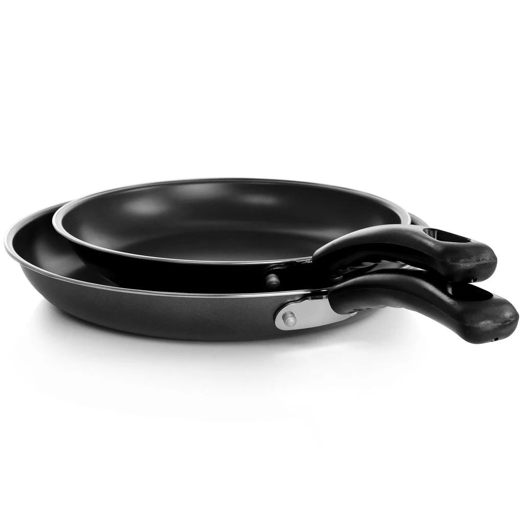 Gibson Everyday Highberry 2 Piece 12in and 10in Frying Pan Set in Metallic Grey 2