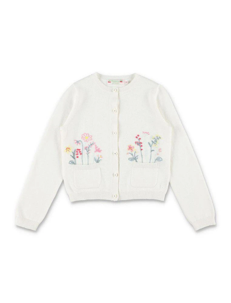 Bonpoint Bonpoint Floral-Embroidered Button-Up Cardigan