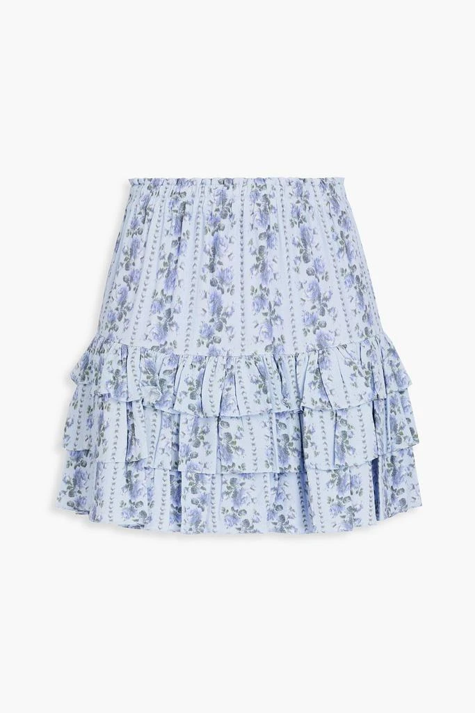 LOVESHACKFANCY Bitsy tiered floral-print crepe mini skirt 1
