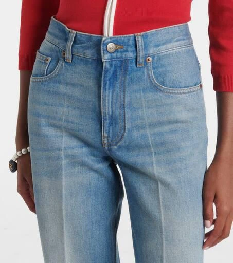 Valentino Jacquard-trimmed straight jeans 4