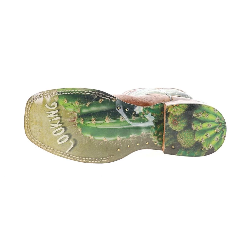 Tin Haul Cactilicious Floral Square Toe Cowboy Boots 5
