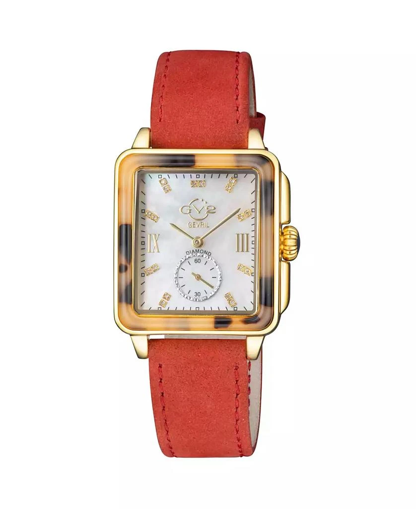 Gevril GV2 Women's Bari Tortoise Red Leather Swiss Quartz Strap Watch 34 mm 1