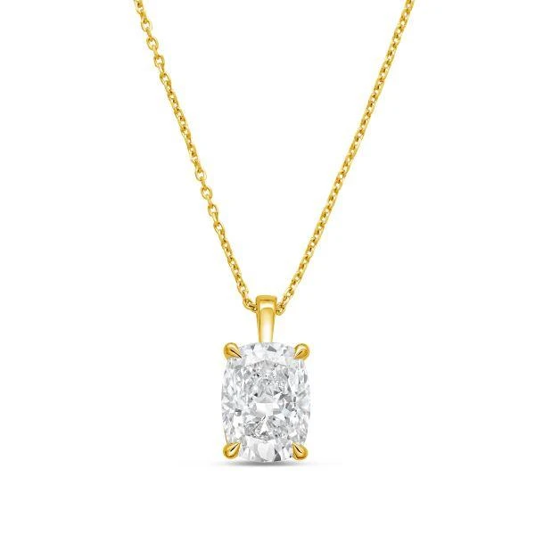Diana M Jewels 14kt yellow gold lab grown cushion cut diamond pendant weighing 9.00 ct on a solid bail