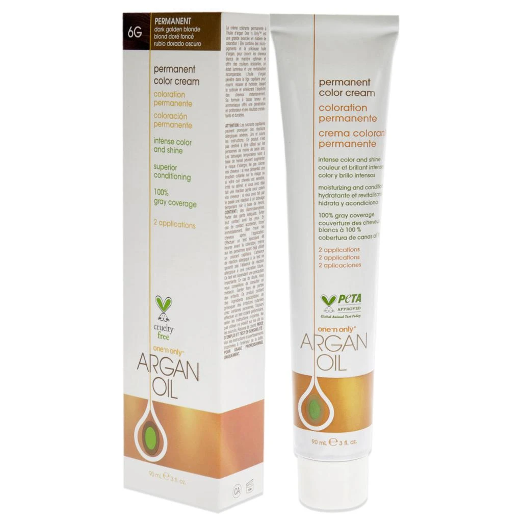 One n Only Argan Oil Permanent Color Cream - 6G Dark Golden Blonde by  for Unisex - 3 oz Hair Color 4