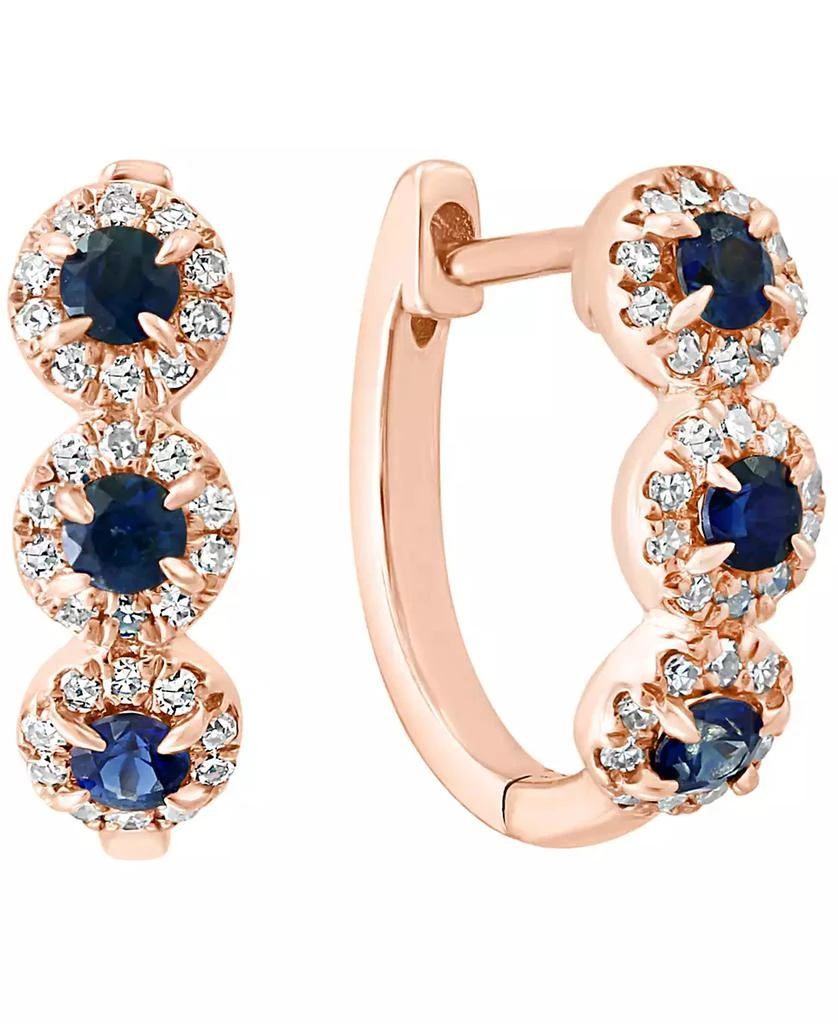 LALI Jewels Sapphire (1/3 ct. t.w.) 
Diamond (1/5 ct. t.w.) Oval Hoop Earrings in 14k Rose Gold (Also in White Gold and Yellow Gold)