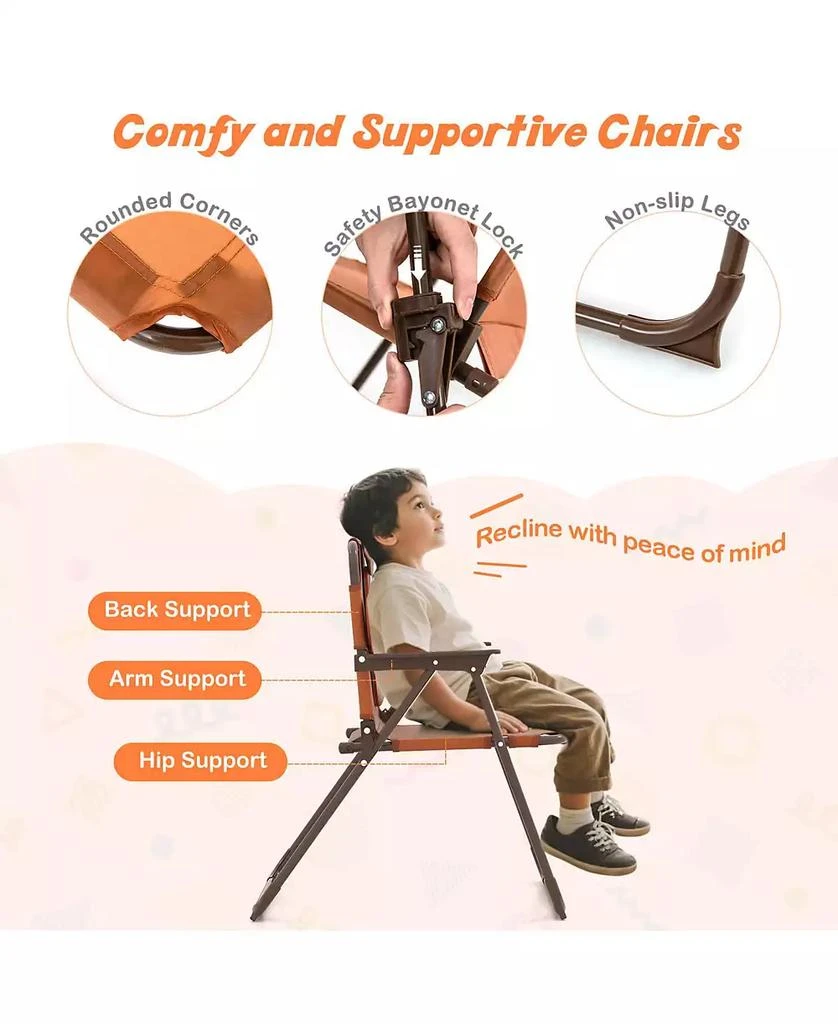 Costway Kids Picnic Table & Chair Set with 2 Folding Chairs & Height Adjustable Umbrella 10