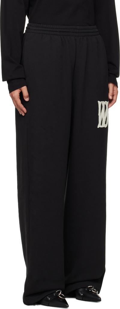 We11done Black Bouclé Letter Logo Wide Lounge Pants