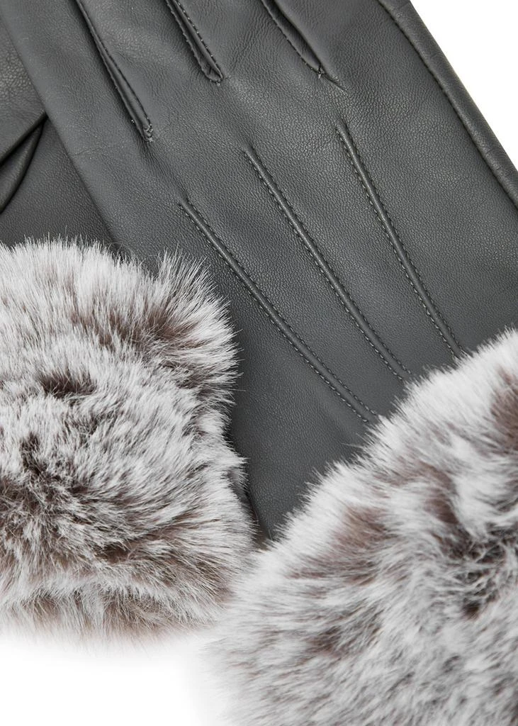 DENTS Sarah faux fur-trimmed leather gloves 2