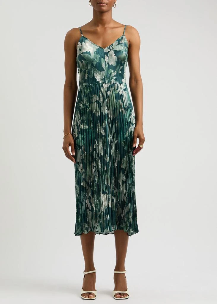 Vince Printed plissé satin midi dress  2