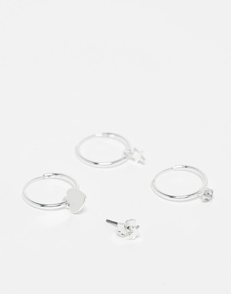 Monki pack mix and match heart and star earrings in silver – On