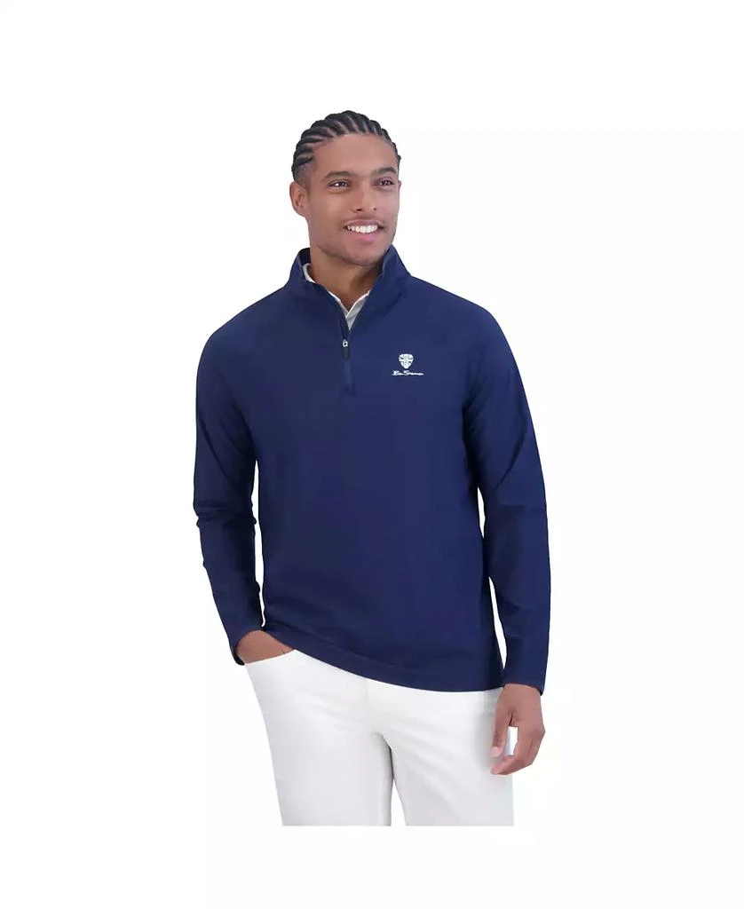 Ben Sherman Men's Solid Pique Quarter Zip Sweatshirt 1