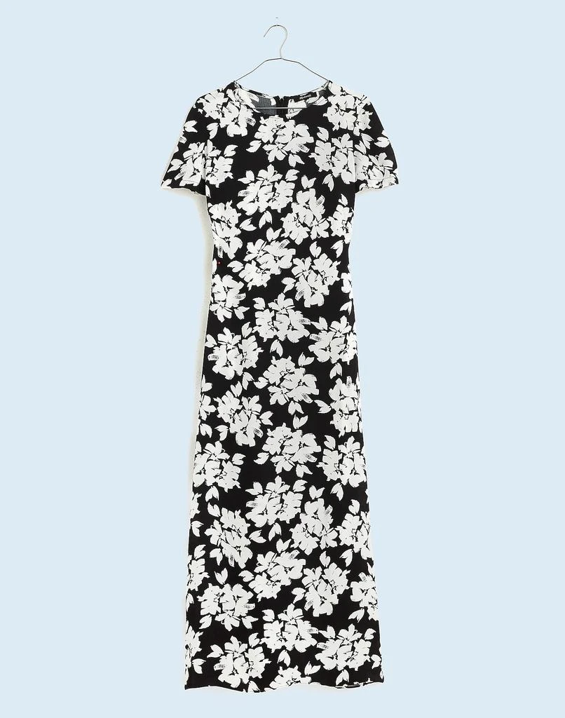 Madewell Maxi T-Shirt Dress in Floral Hammered Satin 6