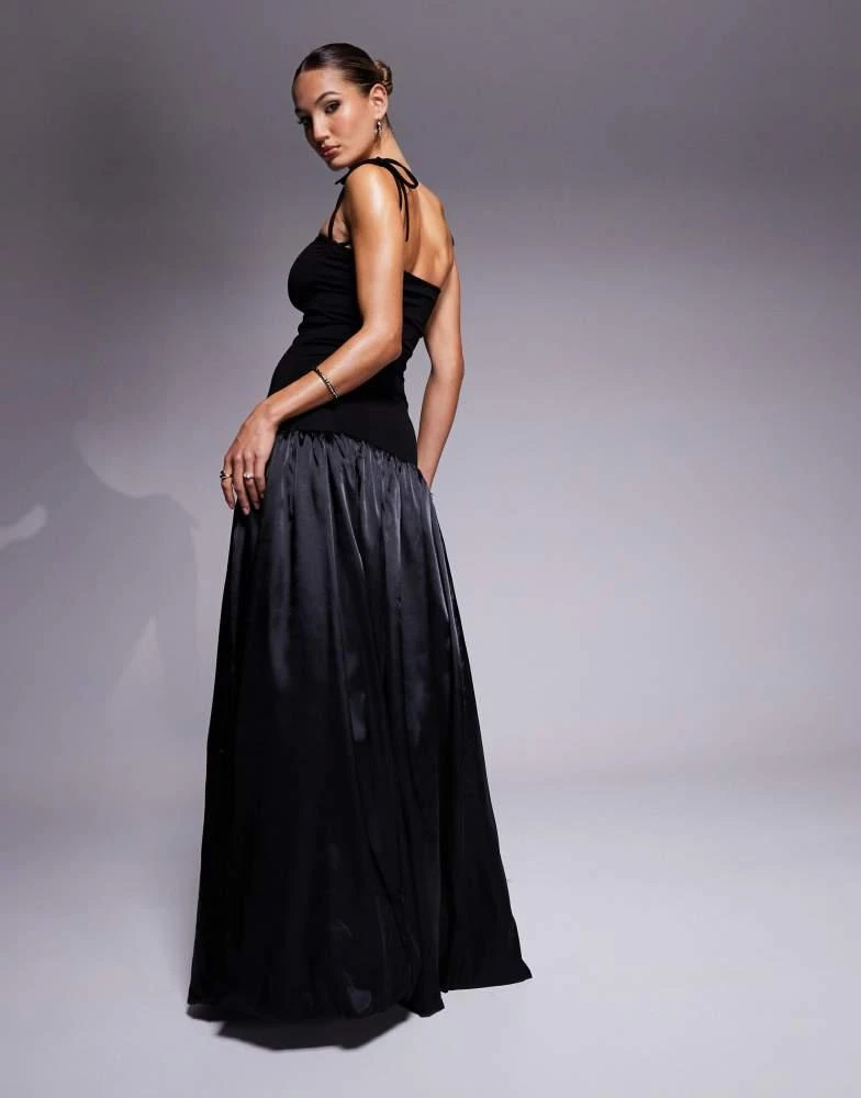 Amy Lynn Amy Lynn Alexa satin shoulder tie maxi dress in black 4