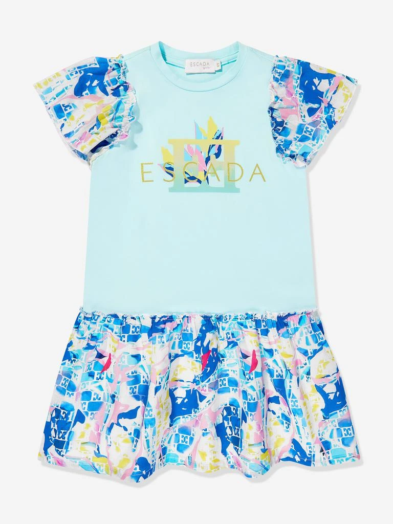 escada blue dress Abstract flower dress by Escada