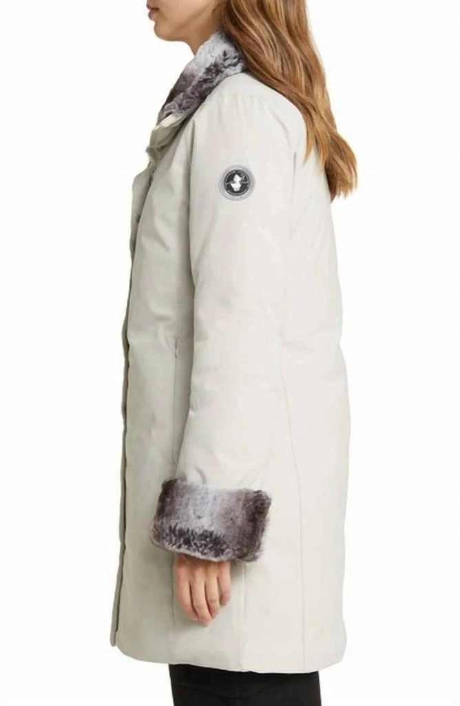 Save The Duck Samantha Hooded Parka Faux Fur Trim In Rainy Beige 10034 2
