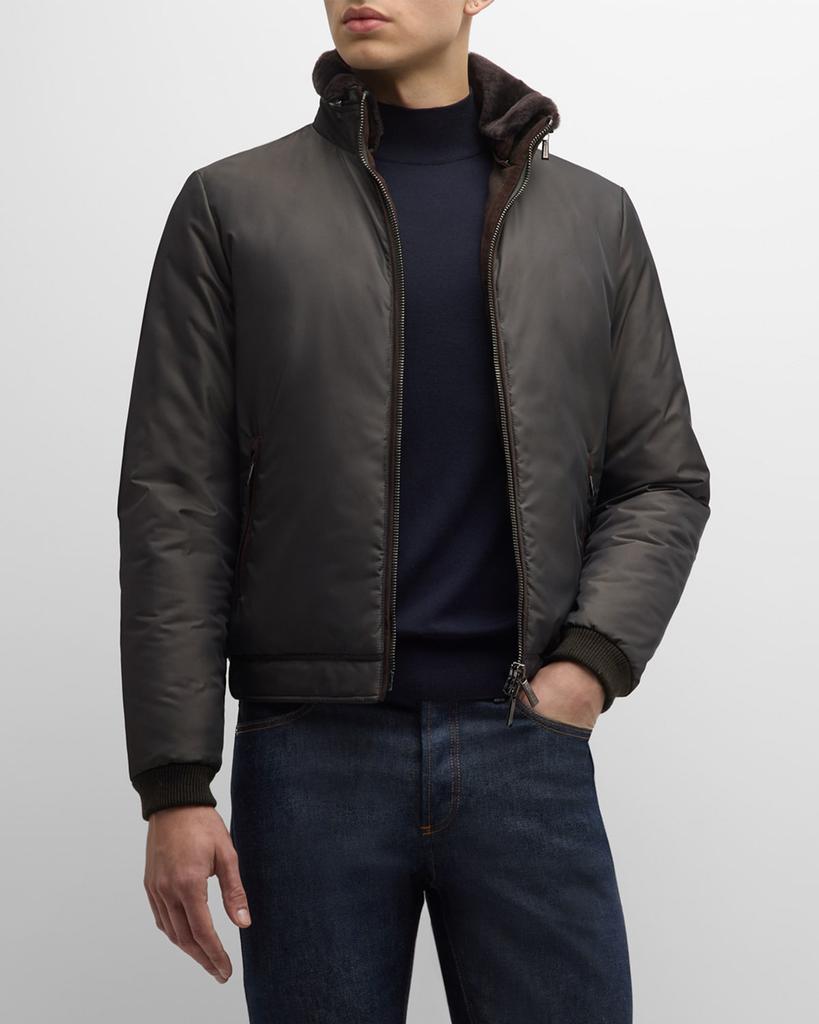 MooRER Men's Bomber Jacket with Shearling Collar