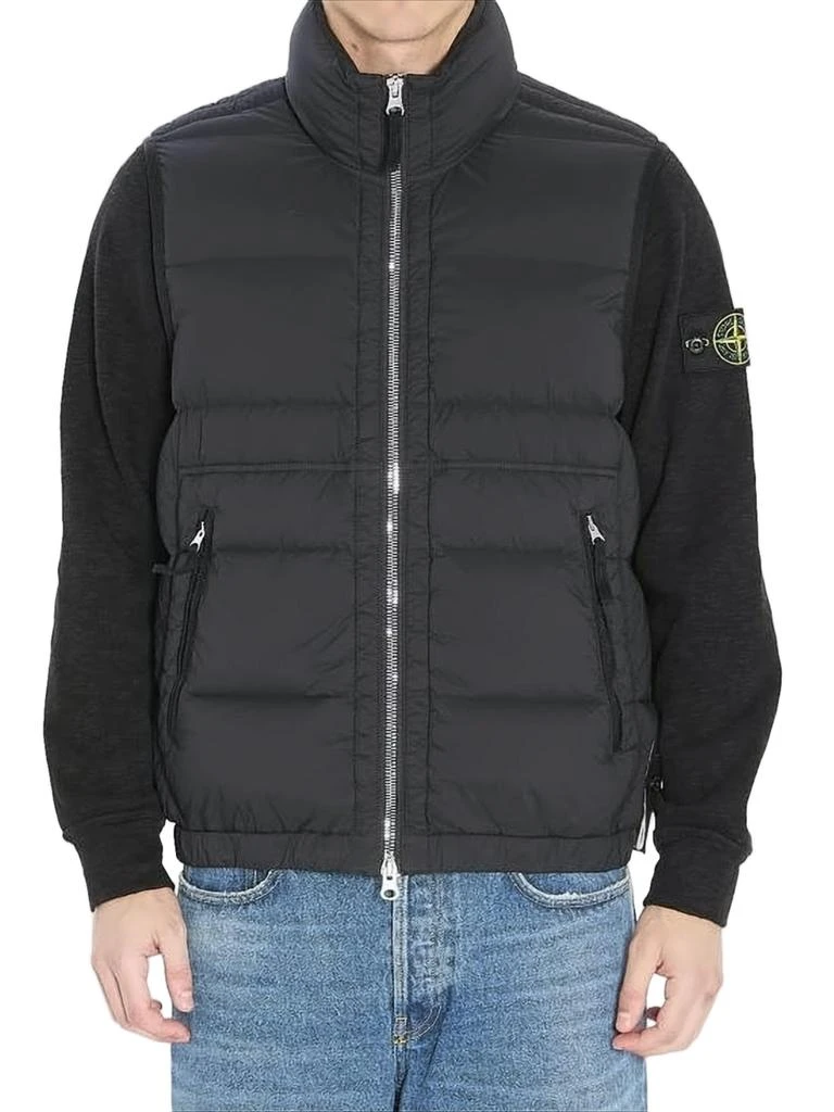 Stone Island High-Collar Black Padded Vest with Zippered Pockets