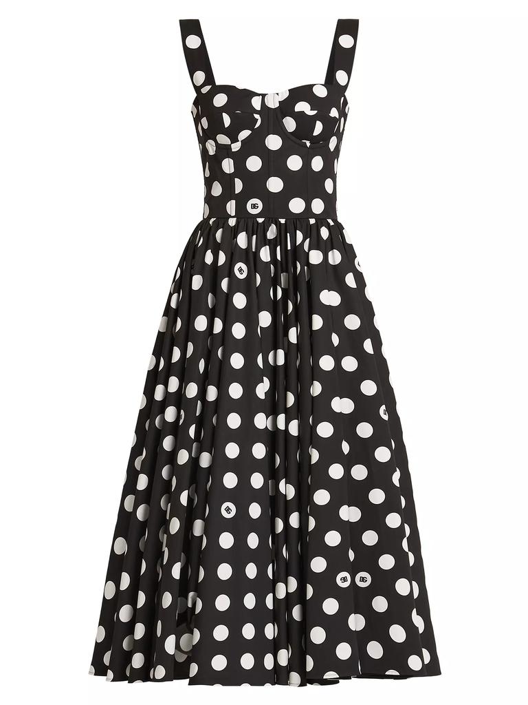 Dolce & Gabbana Polka Dot Poplin A-Line Midi-Dress