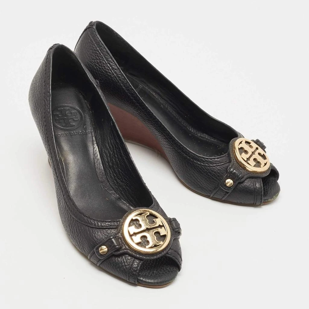 Tory Burch Tory Burch Black Leather Sally Wedge Pumps Size 39.5 4