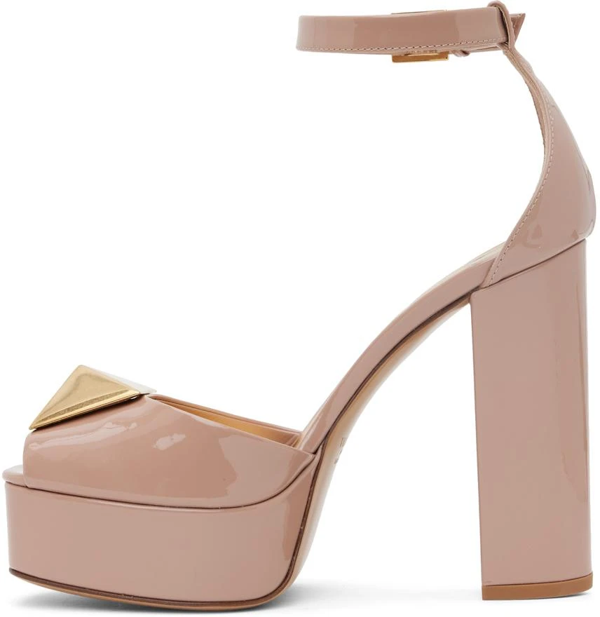 Valentino Beige One Stud Platform Heels 3