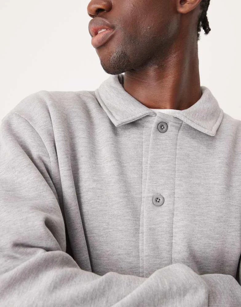 ASOS ASOS DESIGN oversized boxy collared cardigan in grey marl 2