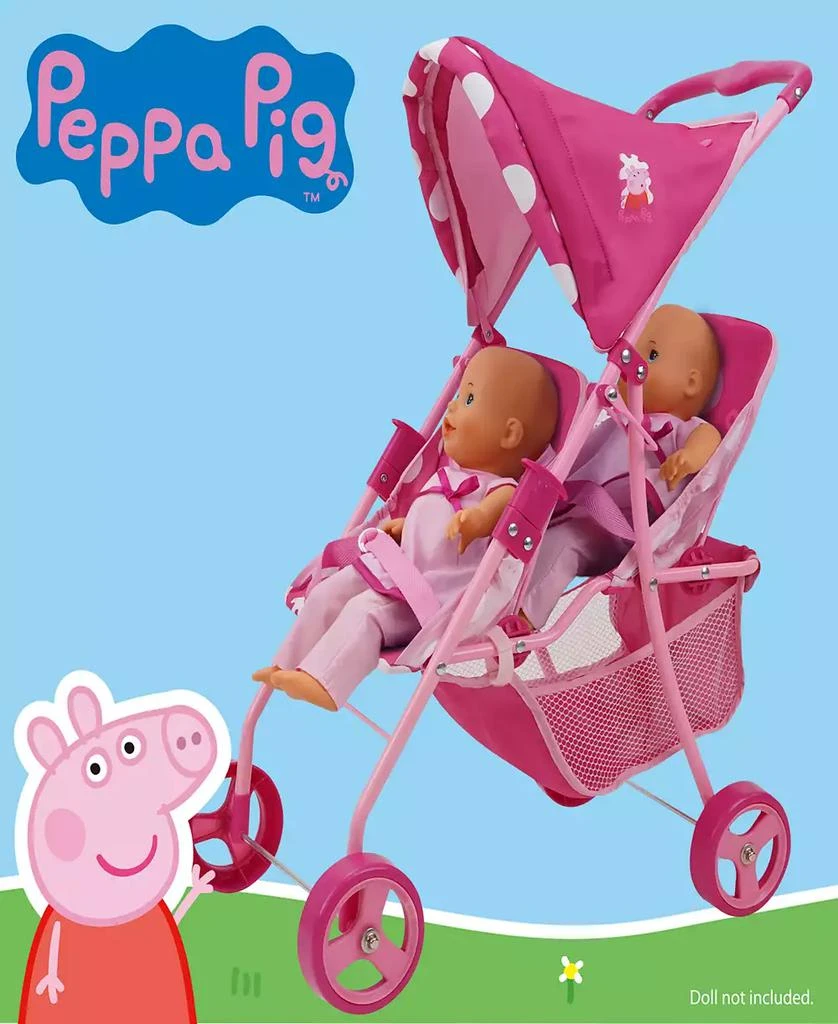 Peppa Pig Pink And White Dots Doll Twin Stroller 5