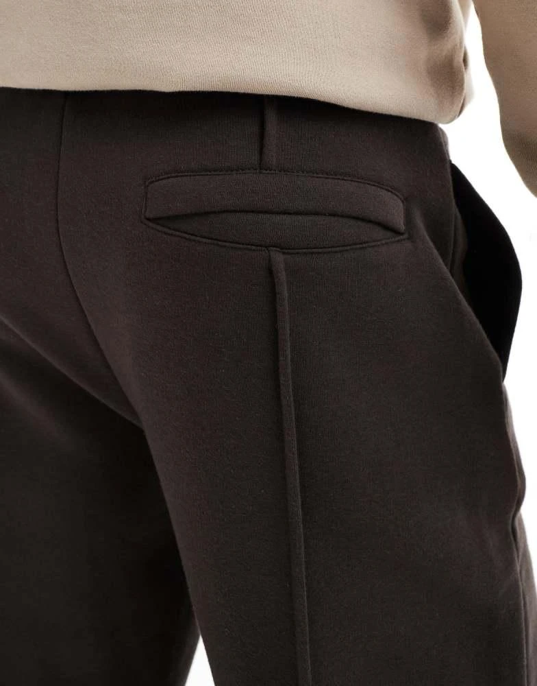 Bershka Bershka wide leg pintuck jogger in brown 5