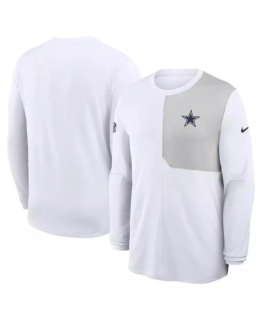 NIKE Men's White Dallas Cowboys Sideline Coaches UV Performance Long Sleeve T-Shirt 1