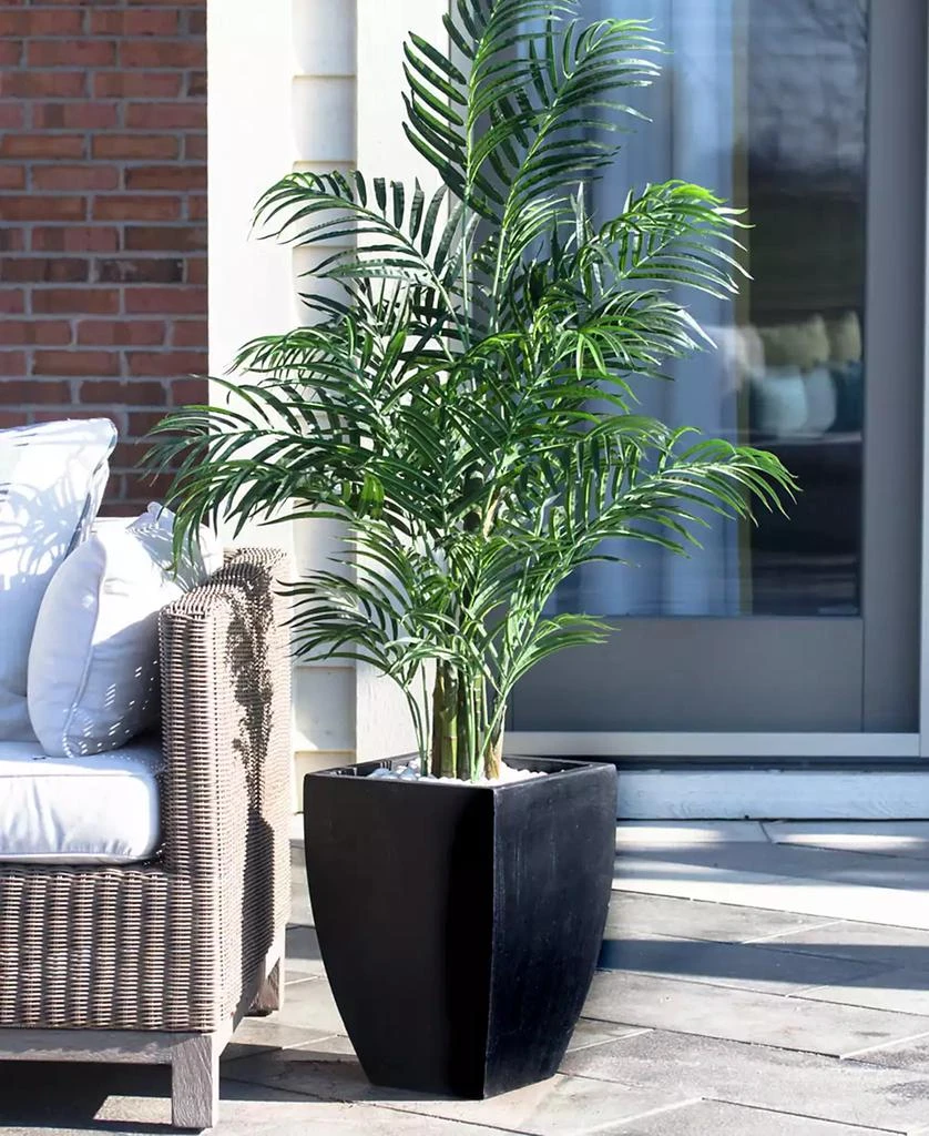 NEARLY NATURAL 4.5
 Areca Palm UV-Resistant Indoor/Outdoor Artificial Tree in Black-Washed Planter 3