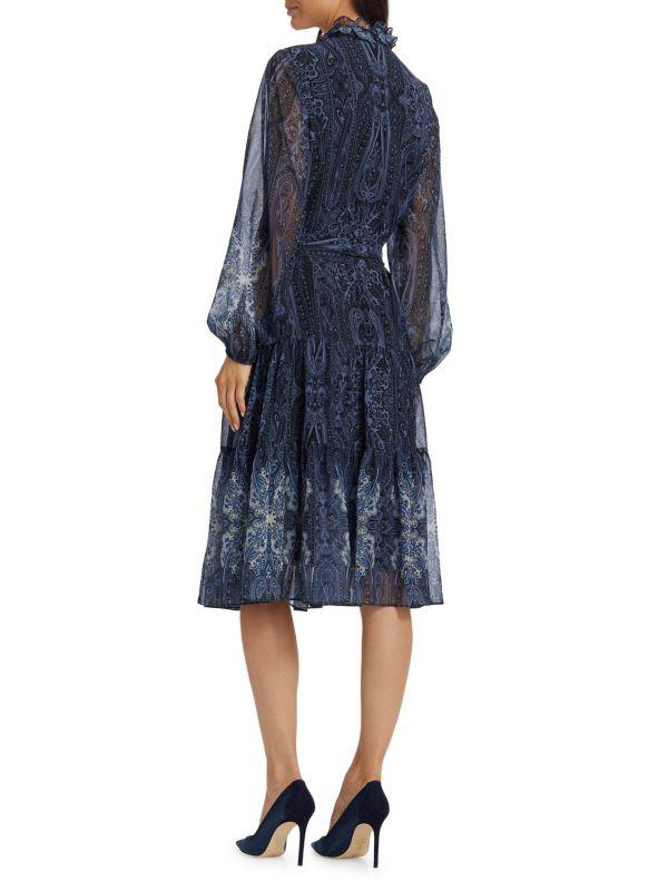 Kobi Halperin Verena Paisley Tie-Waist Midi-Dress