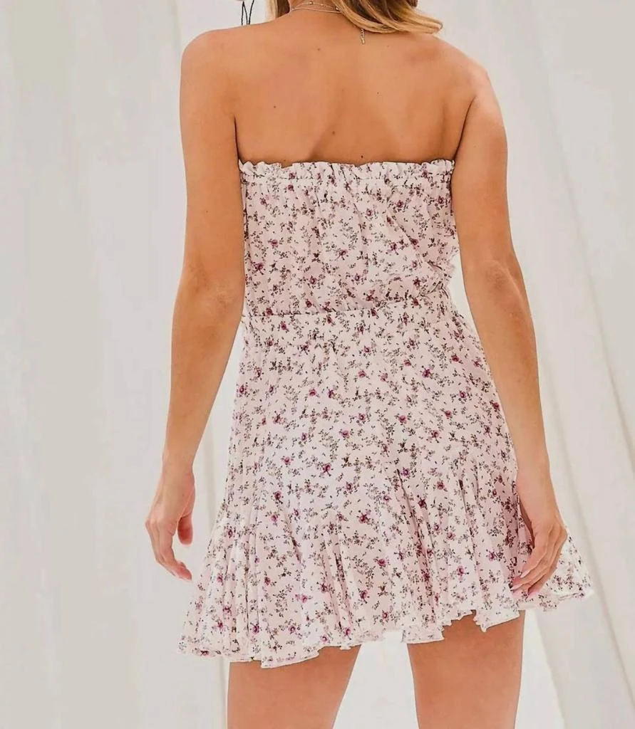 Main Strip Georgia Strapless Floral Romper In White/pink 2