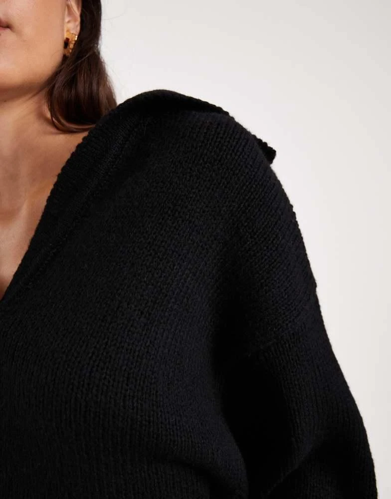 ASOS ASOS DESIGN knitted polo top in black 3