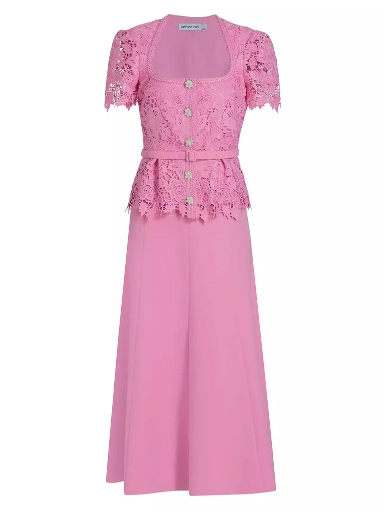 Self Portrait Mixed-Media Lace Midi-Dress 1