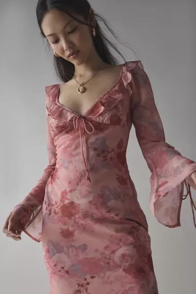 Kiss The Sky Kiss The Sky Ruffle-Trim Bell Sleeve Midi Dress