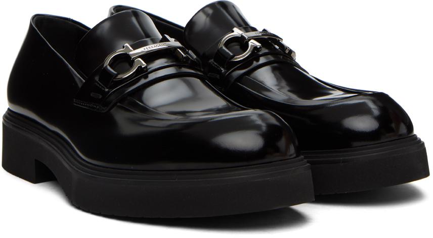 【お年玉セール特価】 Ferragamo Black Shoes Men's - US-5-IT-38 Loafers Gancini スカート
