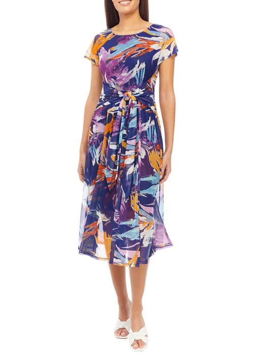 Robbie Bee Bee Womens Abstract Print Fit And Flare Dress 1