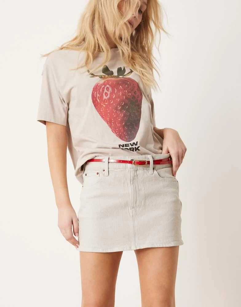 Abercrombie & Fitch Abercrombie & Fitch denim mini skirt in light grey 3