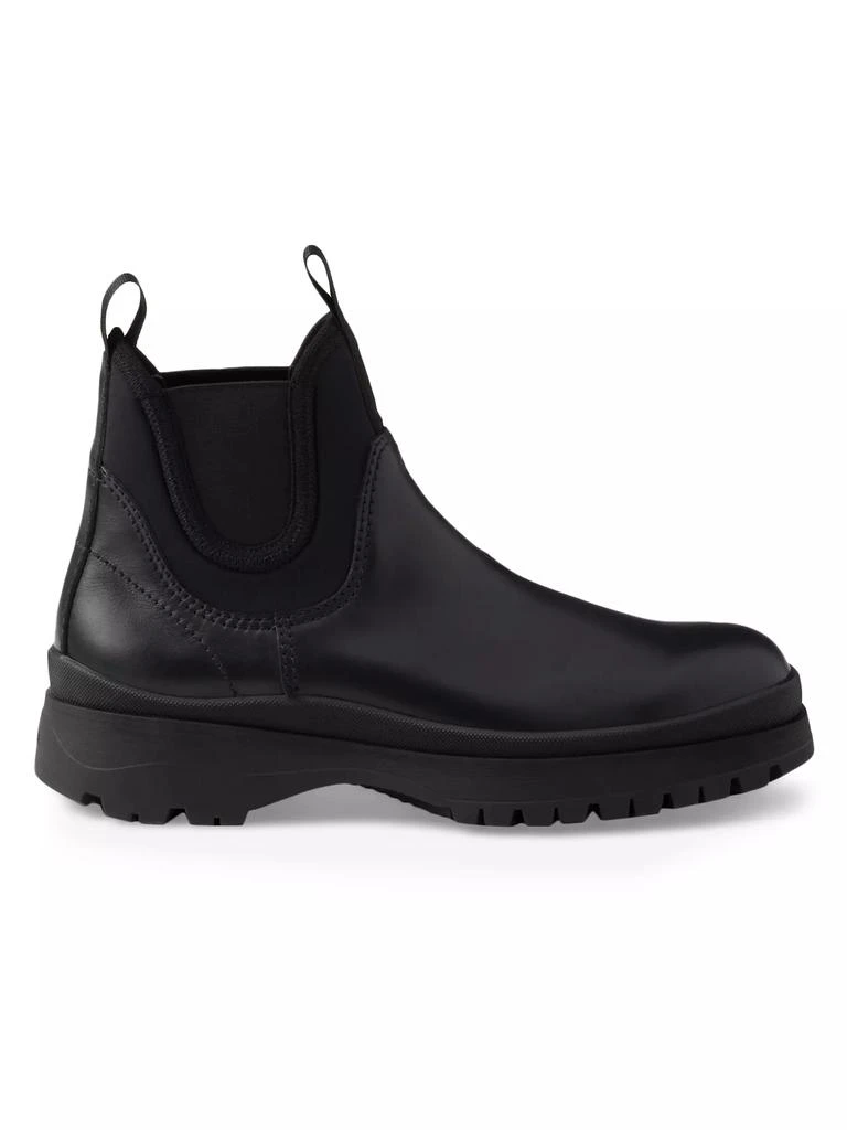 Prada Leather and Stretch Fabric Chelsea Boots 1