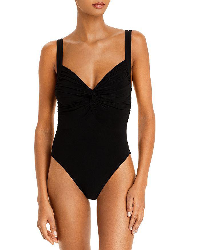 【NORMA KAMALI】mio one-shoulder mesh-paneled swimsuit Norma Kamali womens Snake Mesh Mio One Piece Swimsuit, Black
