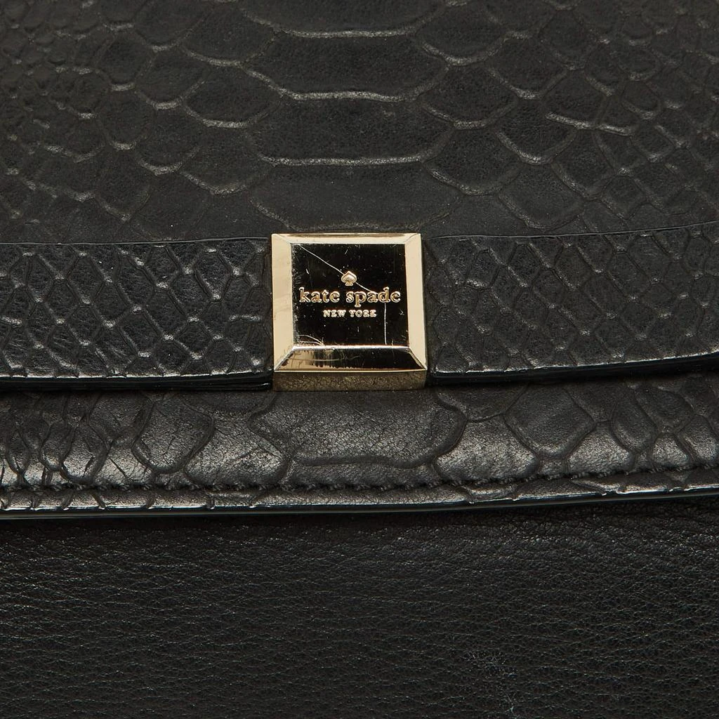 Kate Spade Kate Spade Black Snakeskin Embossed Leather Flap Shoulder Bag 5