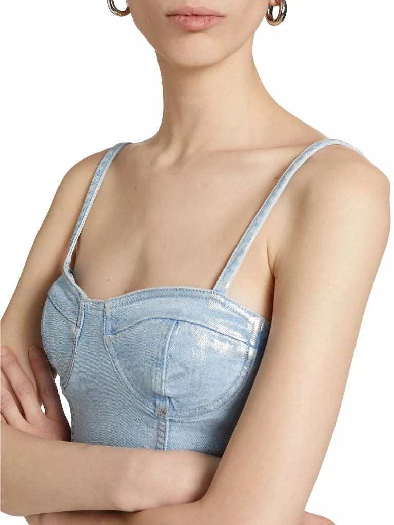 Purple Brand Metallic Foil Denim Corsette Crop Top 6