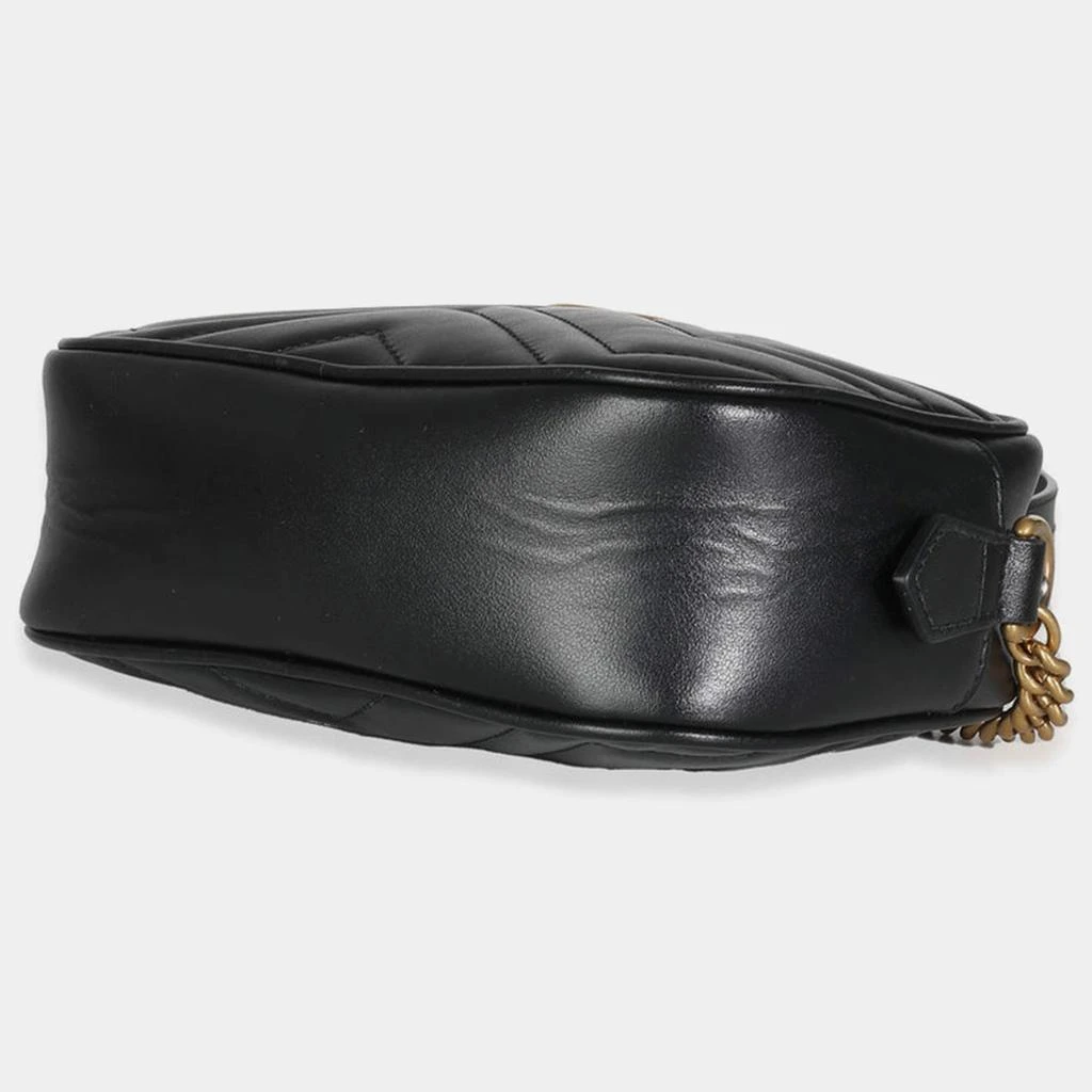 Gucci Gucci Black Leather Mini GG Marmont Camera Shoulder Bag 6