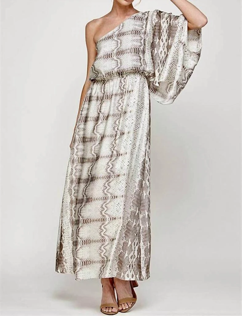 strapless open back dress Ariella One Shoulder Gown